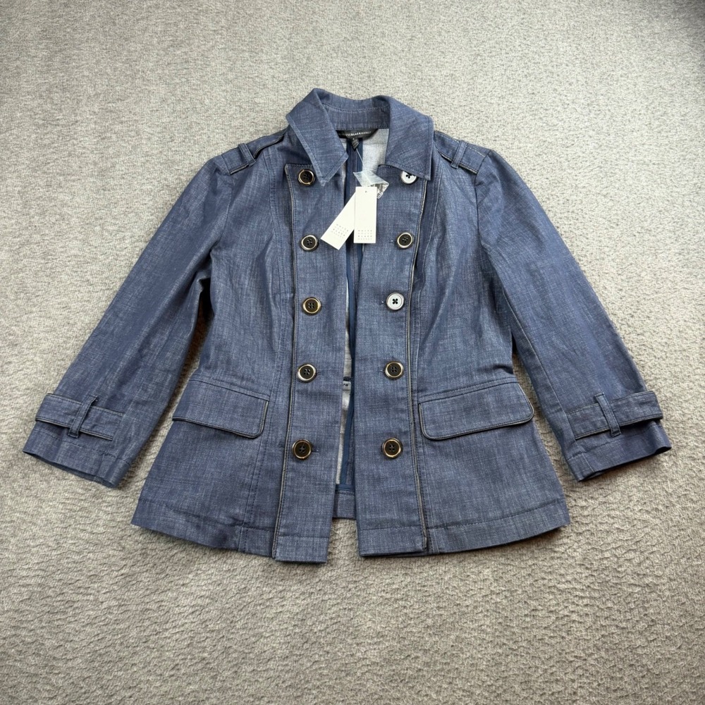 White House Black Market Denim Swing Jacket Women's Size 4 Blue Dark Wash NWT